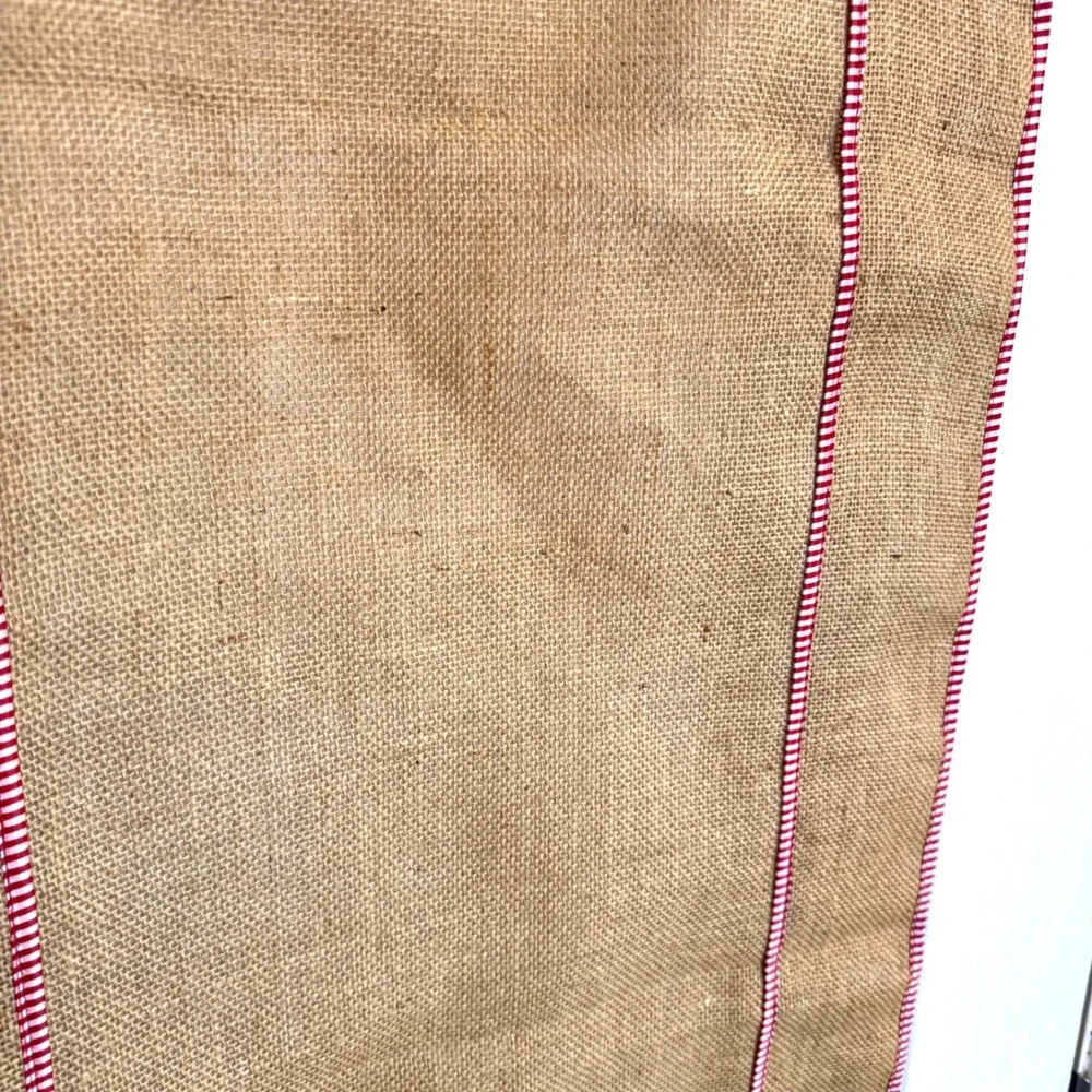 Rustic Jute Burlap Table Runner Red Gingham Check Border 16x72 Farmhouse Decor